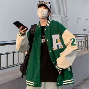 秋季撞色毛呢外套男韩版潮流宽松棒球服外套 J699 P52图片