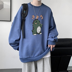 圆领卫衣男大码加厚加绒长袖t恤男S6037-P28加绒款-P33，男装卫衣，电商A040