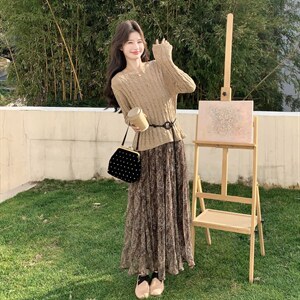 慵懒风碎花两件套套裙2C267-120-P175-K265，女装套装/套裙，茵姿媚