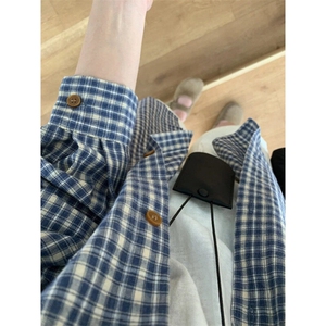 【档口现货】CS345LL-特P35cleanfit蓝色格子衬衫男慵懒风衬衣图片