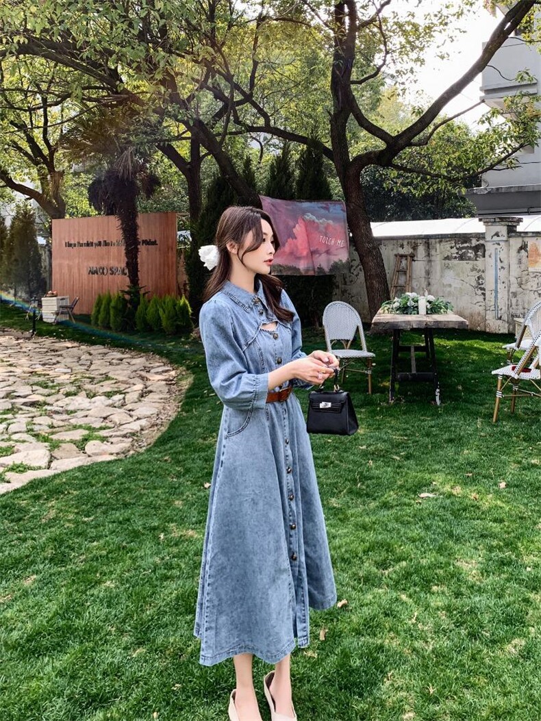 牛仔连衣裙，女装连衣裙，素雅公主(1F)