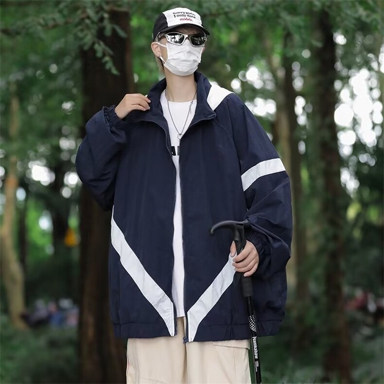 秋季青春流行男防水拼接连帽夹克 XZ199 P58图片