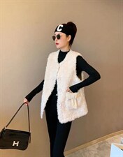 超逸世家4217专业皮毛一体马甲冬季新款，女装马甲，超逸世家