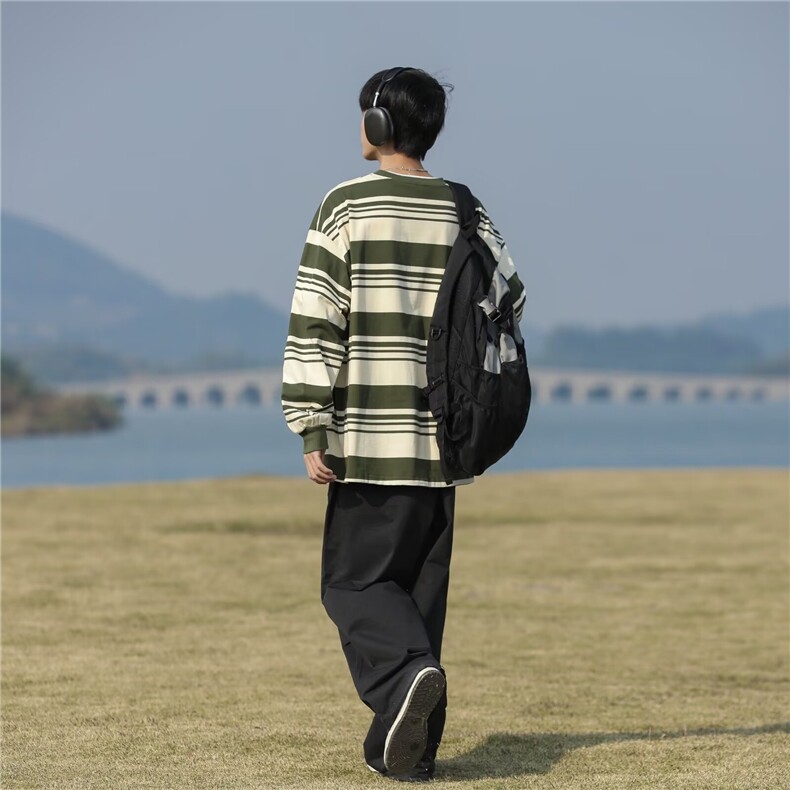 Cityboy套头情侣卫衣学院风休闲宽松条纹长袖打底上衣男T18/P38,男装T恤,星座506