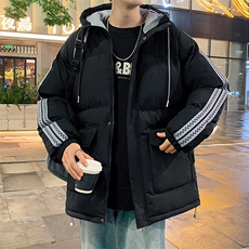 冬季港风撞色连帽棉衣加绒加厚拼色加厚棉衣外套MY6086P90，男装棉衣，电商A128