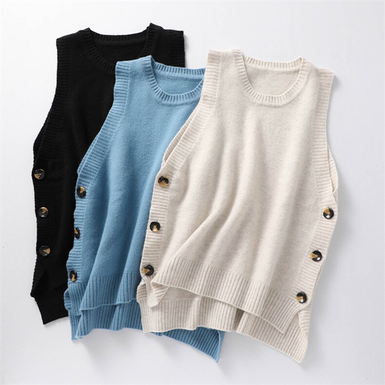 通勤套头纯色2024年秋季无袖圆领简约百搭马甲，女装马甲，冀清阳荣