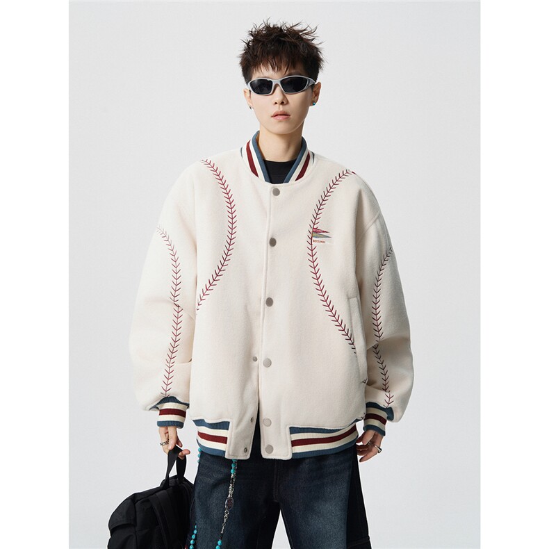 1美式旗帜字母刺绣大码S-2XL夹棉聚酯纤维棒球棉衣78156P148，男装棉衣，星座226-2