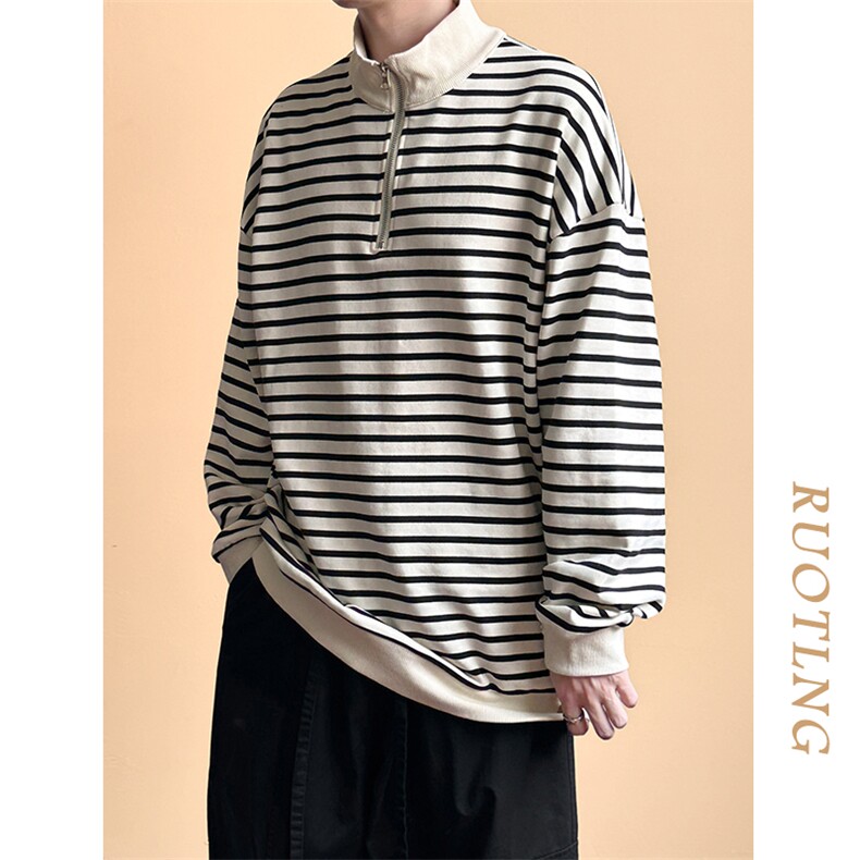 全棉现货潮牌宽松休闲条纹卫衣男上衣A351-AW2510-P75,男装卫衣,电商A351