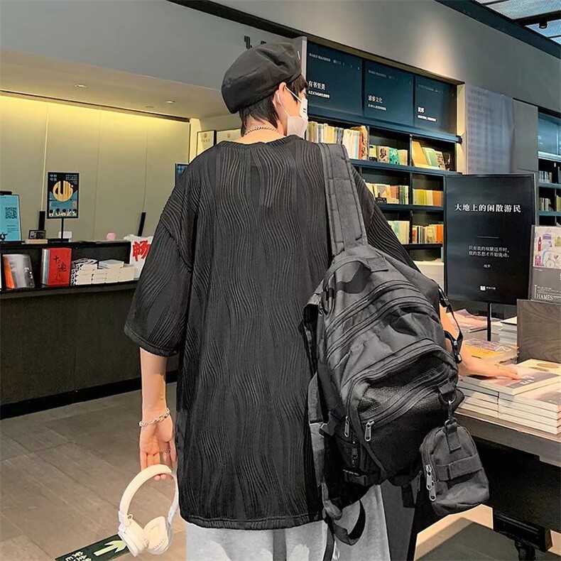 男圆领T恤宽松提花纹短袖T60P32,男装T恤,星座1116-2