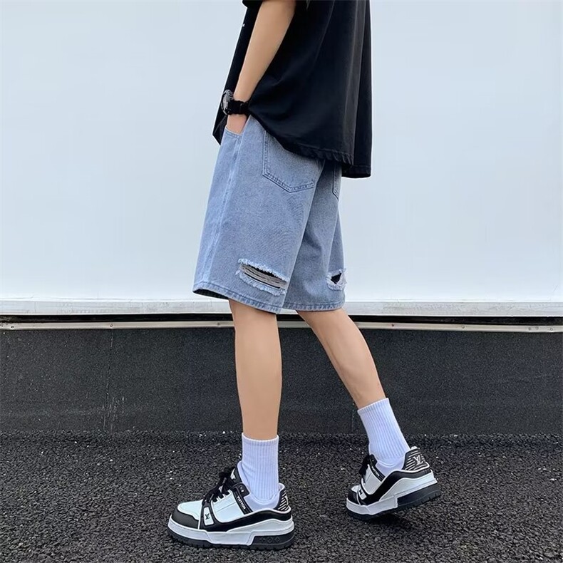 2024夏季新款日系潮牌牛仔短裤休闲百搭破洞五分裤现货K7864-P42,男装牛仔裤,星座512-3