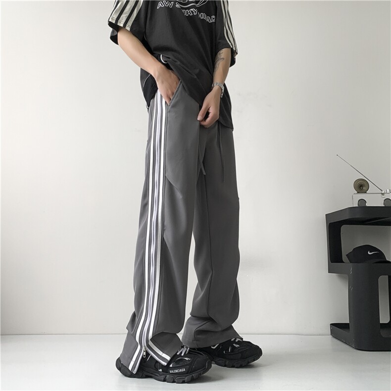 拉链可开冰丝夏季薄款直筒宽松潮牌百搭休闲裤韩版长裤P50控68,男装休闲裤,电商D205