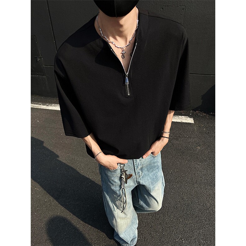 现货夏新重磅亨利领肌理感短袖T恤宽松潮流男513DT3537P33，男装T恤，星座513