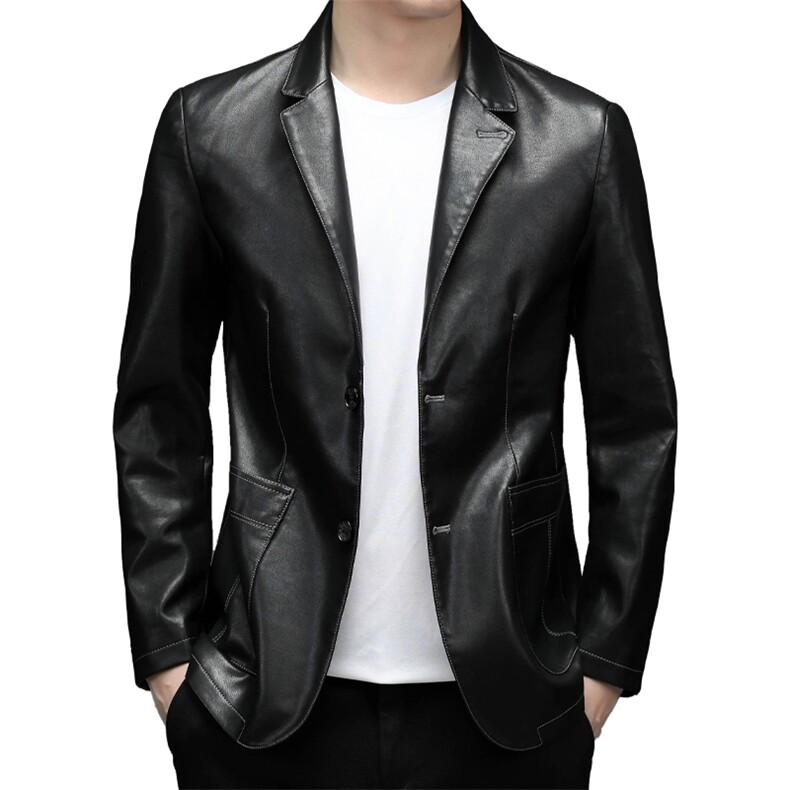 皮衣男秋商务休闲西服外套男士中年皮夹克外套韩版MY1819-P150,男装皮衣,电商B212（原钱塘6029）