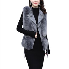 芷墨2021新款韩版时尚无袖坎肩优雅气质显高显瘦皮草马甲保暖洋气，女装皮草，芷墨服饰