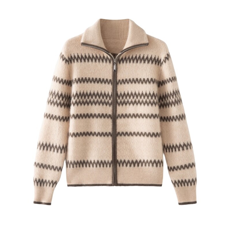 2025年秋季费尔岛开衫时尚百搭休闲简约，女装针织衫/毛衣，圣暖羊绒