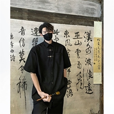 CS08-P50新中式风男士情侣衬衫短袖衬衣上衣，男装衬衫，电商B327