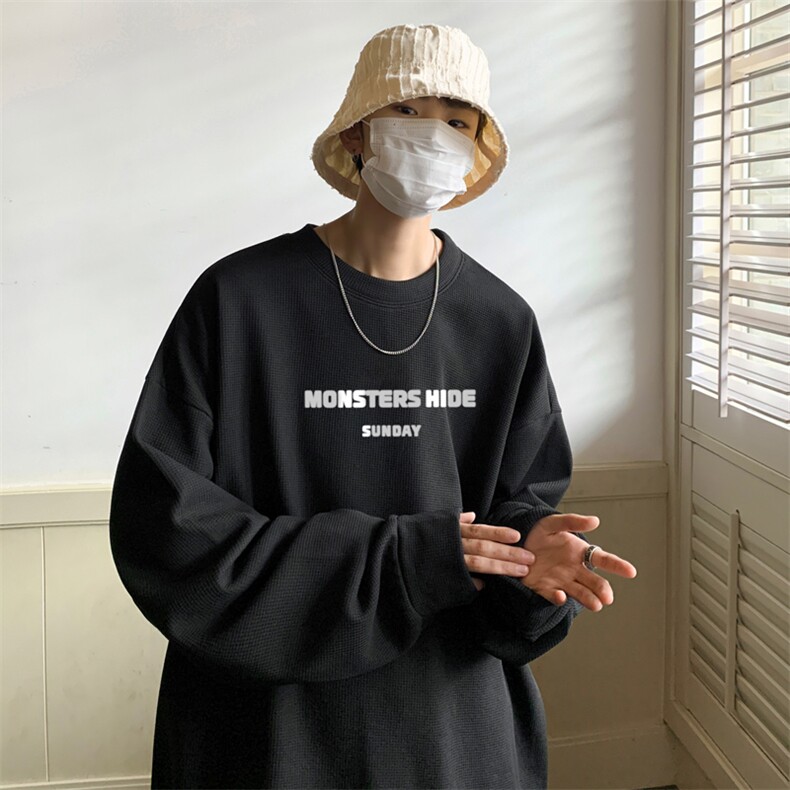 好质量！华夫格上衣男圆领华夫格卫衣男大码长袖t恤男HY105-P30图片
