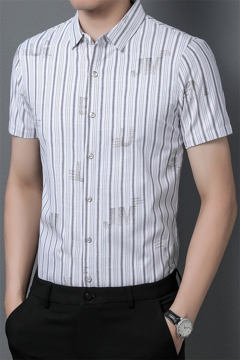 Z22023夏季青年2022男式薄款短袖衬衣修身休闲免烫透气衬衫P52,男装衬衫,电商B360