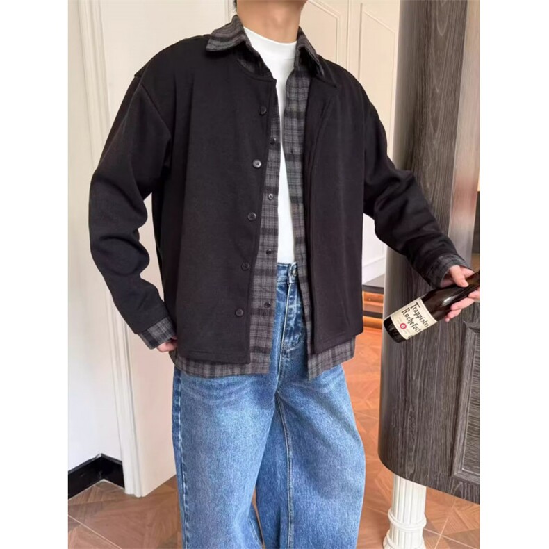 假两件外套男士秋冬季棉服穿搭棒球服青少年美式翻领夹克潮,男装夹克,星座506A