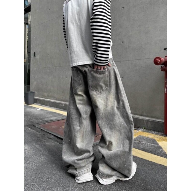 DARKFOG美式复古阔腿弯刀牛仔裤,男装牛仔裤,星座506A
