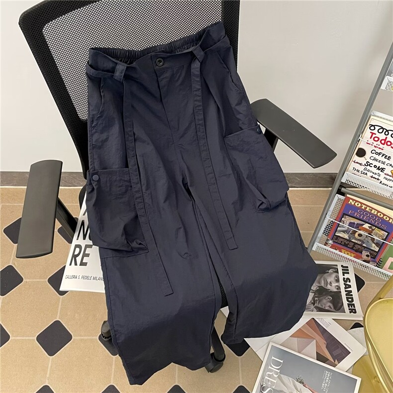 美式高街痞帅褶皱拼接线条大口袋工装裤男女宽松直筒长裤U28-P45,男装工装外套,星座1001-1