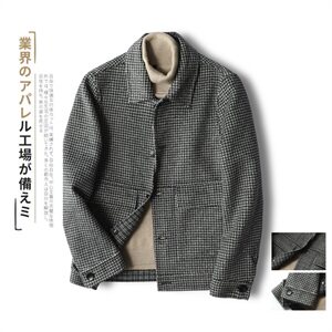 秋冬款千鸟格男士双面羊绒夹克翻领外套毛呢大衣Y8888P315控428,冬季羊绒外套怎么搭配图片
