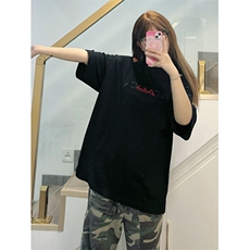 H0804-P35热熔工艺无纸屑前后刺绣螺纹领+包边拉肩宽松短袖T恤，女装T恤，星座617A-2
