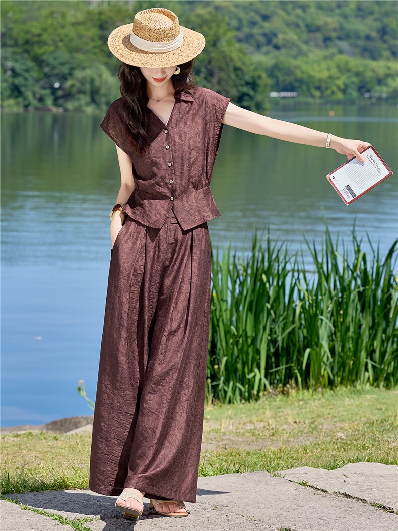 现货2026夏季新款时尚洋气潮流宽松遮肉显瘦两件套裤套装女,女装套装/套裙,众宇琦