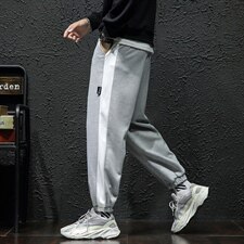 2021秋季拼色小脚条纹日系大码男束脚九分休闲运动卫裤K2065-P38，男装休闲裤，电商A001