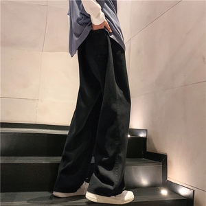 k1027-p45-控68 M-5XL抽绳港风黄泥高阶黑暗破洞宽松大码牛仔裤图片