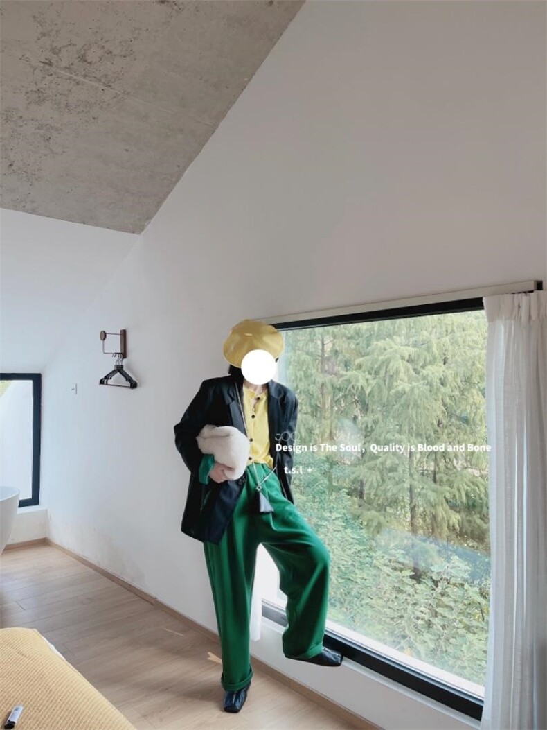 前褶皱休闲裤，女装休闲裤，cong 聪+