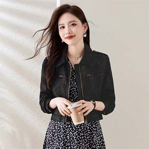 高级感皮衣短外套女2025春秋新款洋气显瘦小个子机车pu皮夹克上衣图片