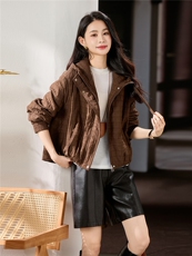 2025冬装新款特殊工艺连帽短款夹棉外套，女装棉衣/棉服，梦芯尔