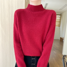 秋冬季新款纯色毛衣女长袖宽松显瘦百搭一线7针加厚针织衫，女装针织衫/毛衣，贵皇网供仓