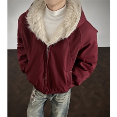 现货螺纹拼接座山雕棉服美式连帽重磅情侣外套A170-M911-P138，男装棉衣，电商A170
