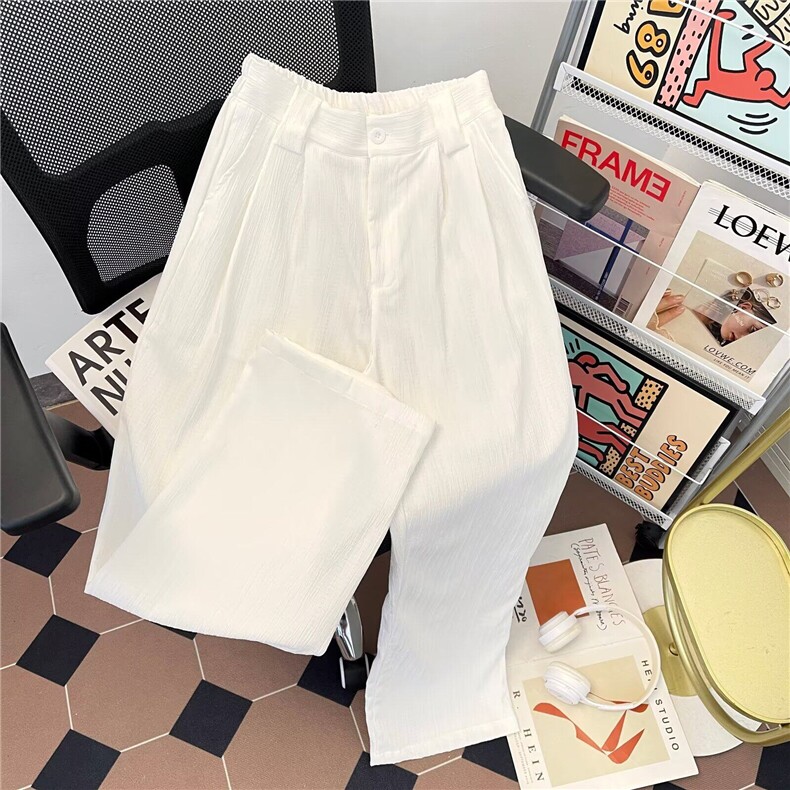 2025美式复古白色直筒裤男潮牌宽松基础百搭阔腿休闲裤子-AK054，男装休闲裤，星座601-1