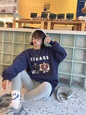 现货秋季新款:时尚潮流新款圆领卫衣，女装卫衣/绒衫，泽妤