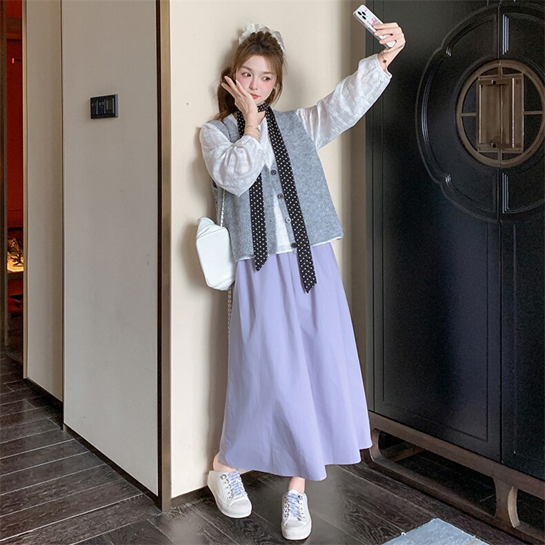小香风针织马甲套装裙女2025春季新款温柔风甜美减龄半身裙三件套,女装套装/套裙,2C201