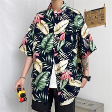 2023夏季男士休闲宽松衬衫青年花色9色衬衣TZ001-1-P25，男装衬衫，电商A128
