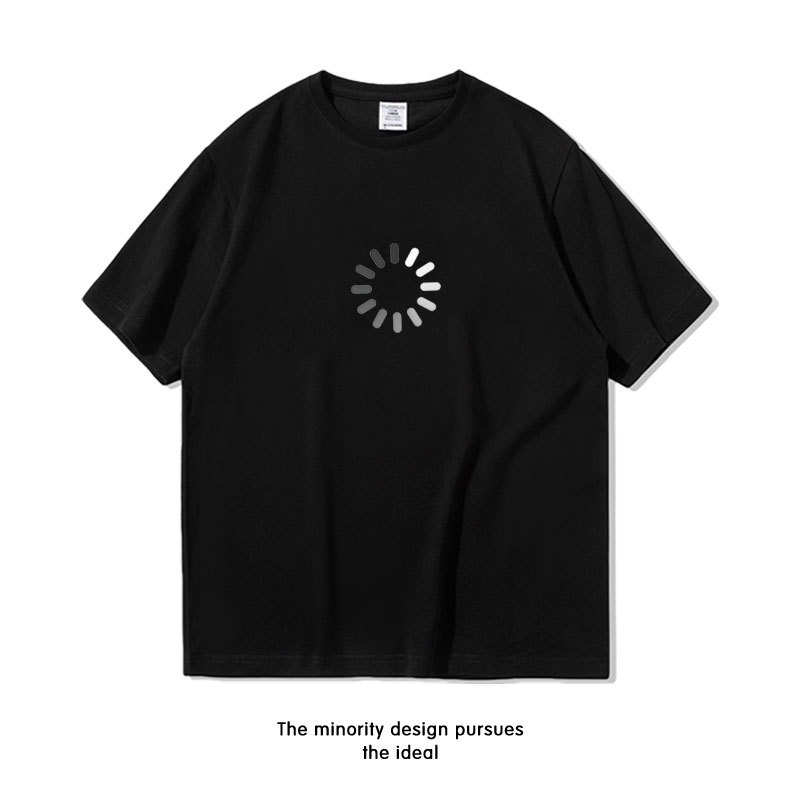 Summer New Style Simple and Fun Loading Icon Short-Sleeve T-Shirt for Men, Trendy Brand Loose Fit Student T-Shirt, Couple Half-Sleeve Top