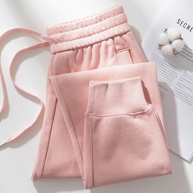 2026 New Women's Sweatpants Spring and Autumn Pure Cotton Joggers Women's Plus Size Pink Pure Cotton Casual Long Pants Popular Pants