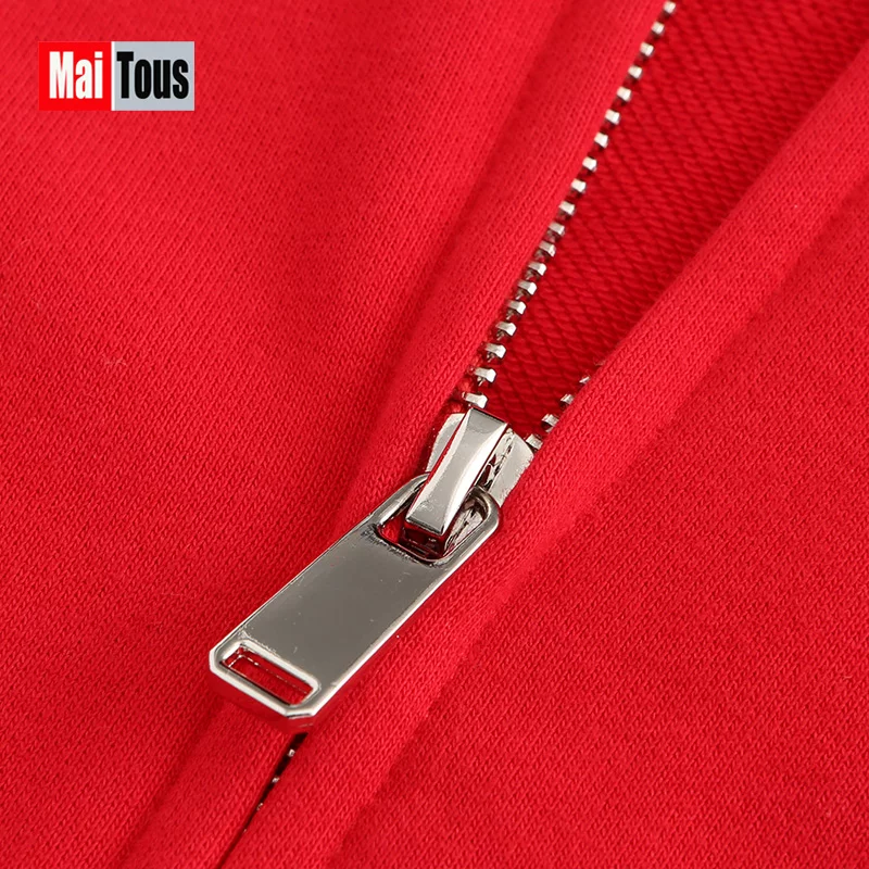 maitous/ Красный хлопковый свитшот для отдыха, теплая куртка на молнии, 2023