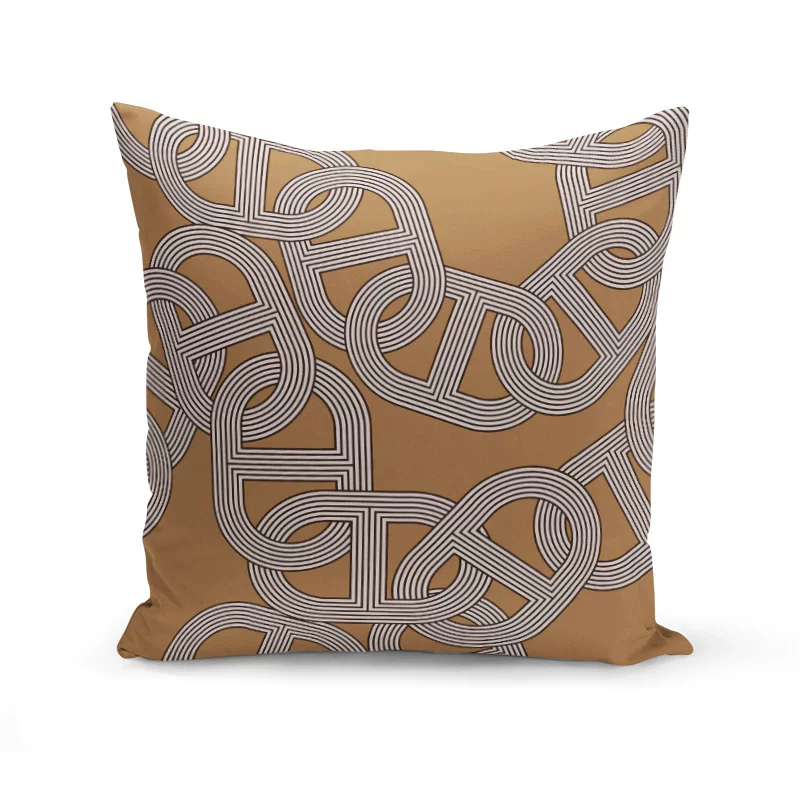 Design pillow, square pillowcase, sofa for bedroom, silver lock, print