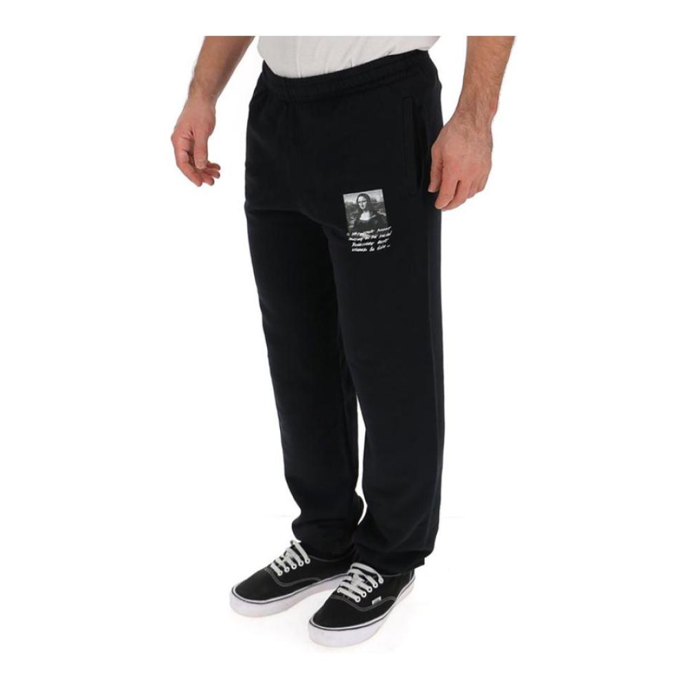 sweatpants bông đen nam off-trắng