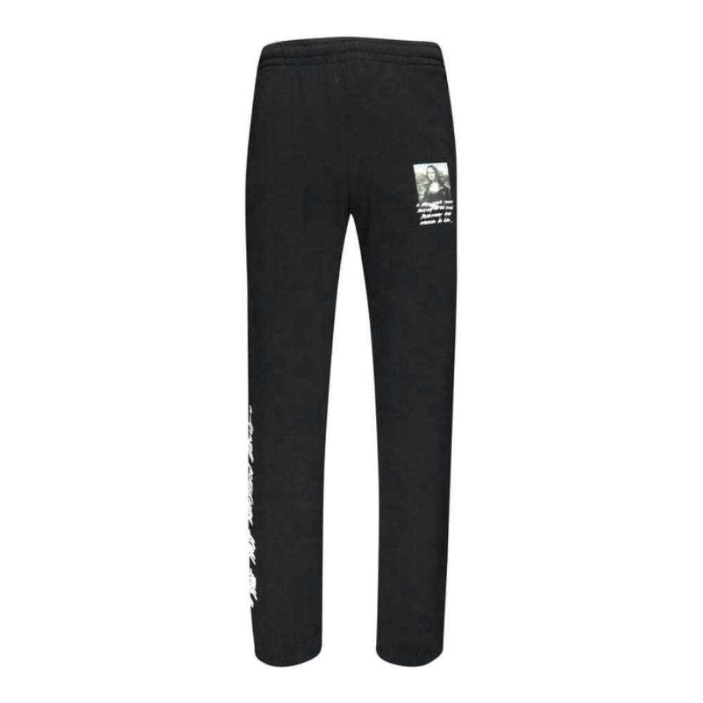 sweatpants bông đen nam off-trắng