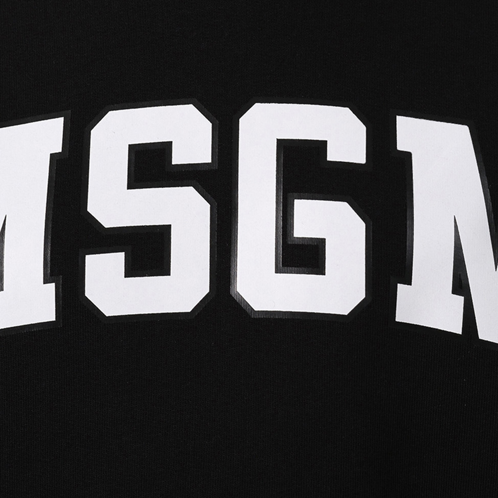 MSGM đen bông thư LOGO in thời trang đơn giản phụ nữ giản dị vòng cổ edicom