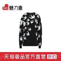 MCQ McQueen round neck black cotton swallow print fashion simple womens long-sleeved sweater