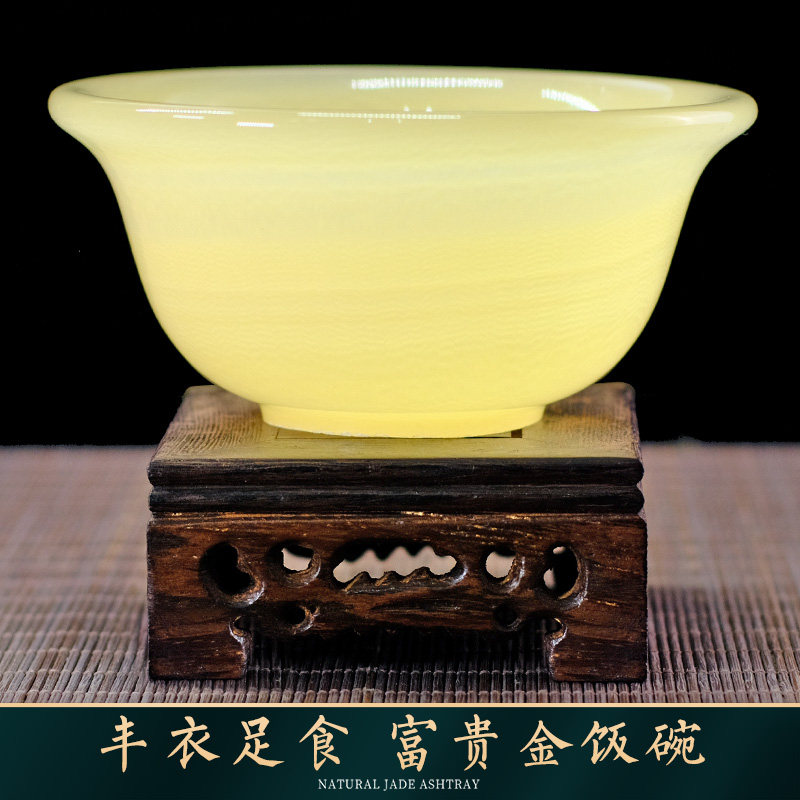 Natural jade gold rice bowls Merchants Crafts Gifts Swing Accessories Hotel Opening Gift Rich swing pieces Decorative Artwork Creativity