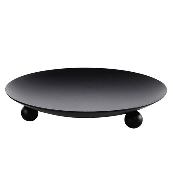 北欧复古圆形金色黑色香薰蜡烛托台铁艺托盘座摆件小烛台蜡台烛碟