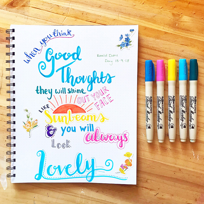 Japan flag brand Artline Stix with the same brush flower body word student art art painting pen